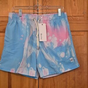 Azul Siete Mens Blue Pink Abstract Marble Print Swim Trunks Size Large NWT